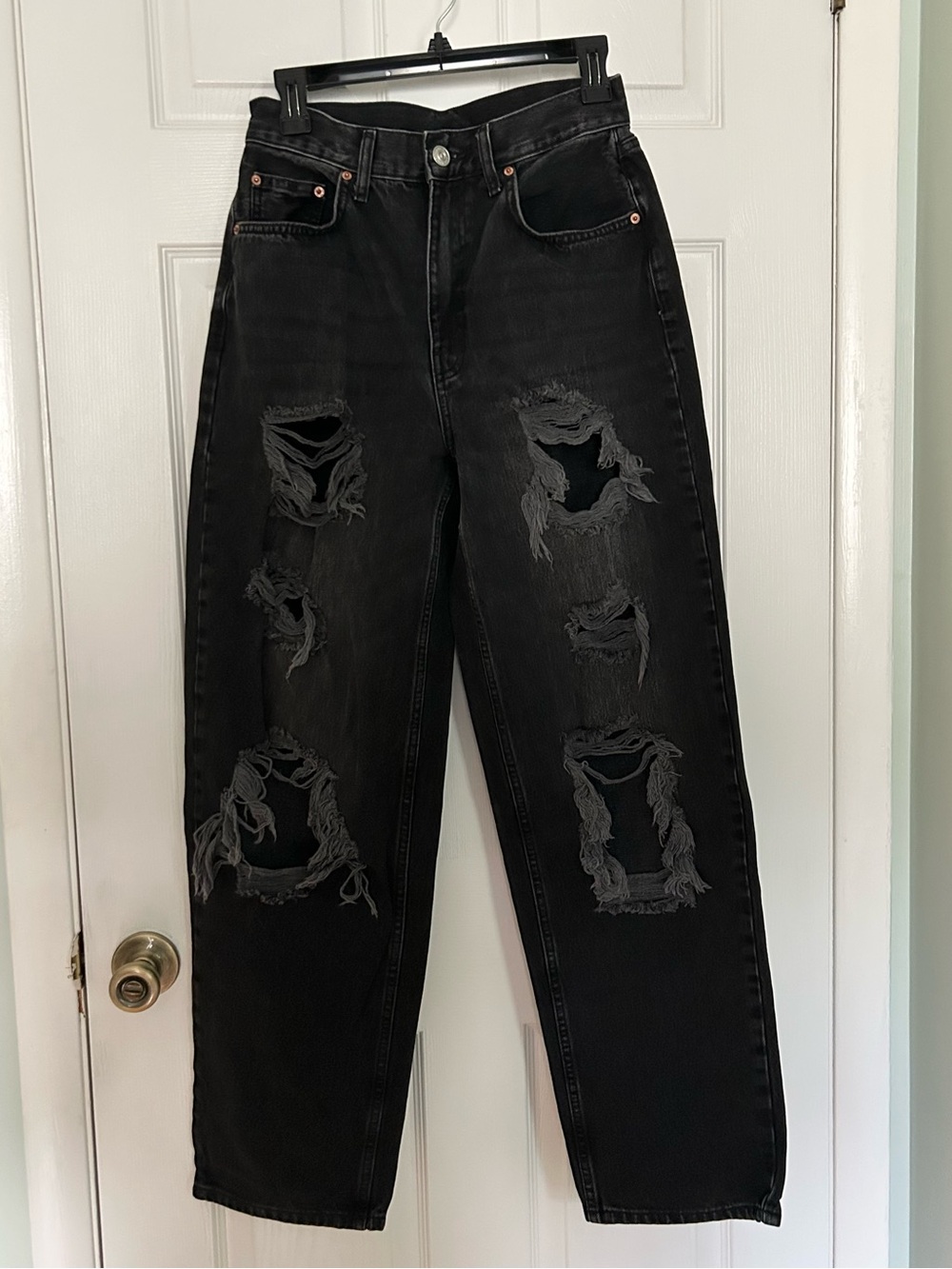 BDG Urban Outfitters High Rise Baggy Distressed Black Jeans Size 28